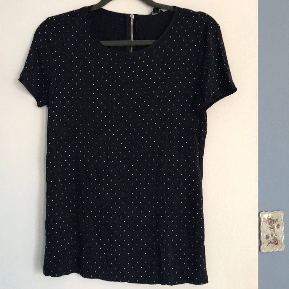 Ann Taylor Blk & Cream polka dot blouse